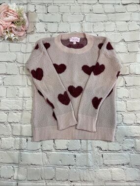 🌸 Pink Lily Heart Sweater